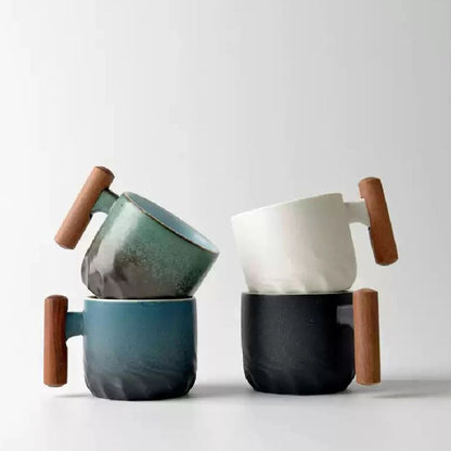 Tasse Japonaise Minimaliste Avec Anse en Bois