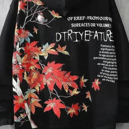 Sweat Japonais En Blanc Avec Motif Feuilles Érable Artistique