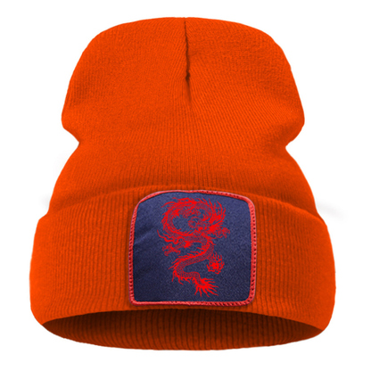 Bonnet Japonais Unisexe Avec Écusson Dragon Rouge