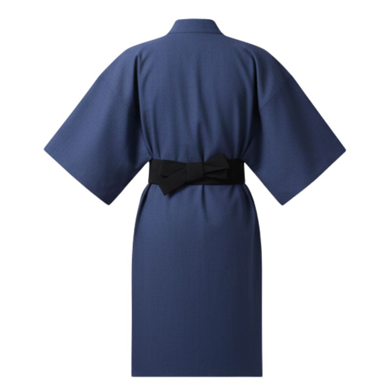 Kimono Japonais Long En Tissu Texturé Avec Ceinture