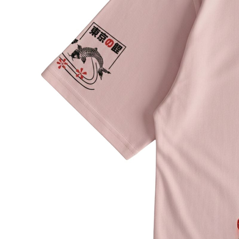T-Shirt Japonais Mode Urbaine Avec Poissons Koi