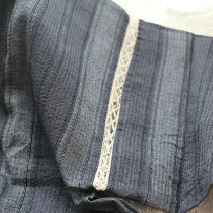 Jinbei Homme Japonais Rayé en Ensemble Veste Et Short