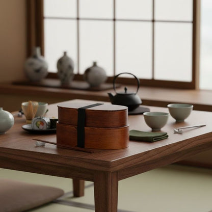 Boîte Bento Japonaise Double Compartiment En Bois