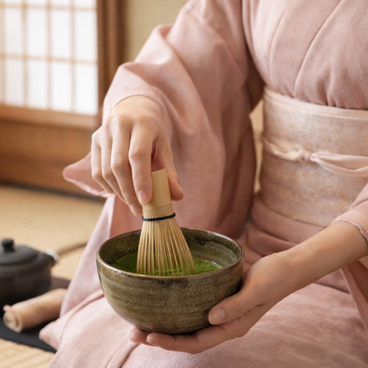 Fouet Matcha En Bambou Sculpté Avec Support Stable