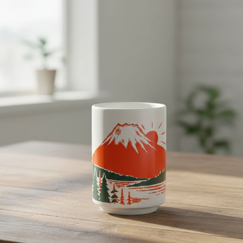 Tasse Japonaise À Illustration Mont Fuji