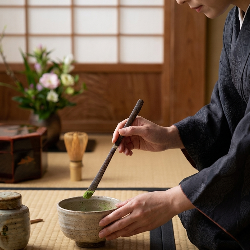 Cuillère Matcha En Bambou Long Manche