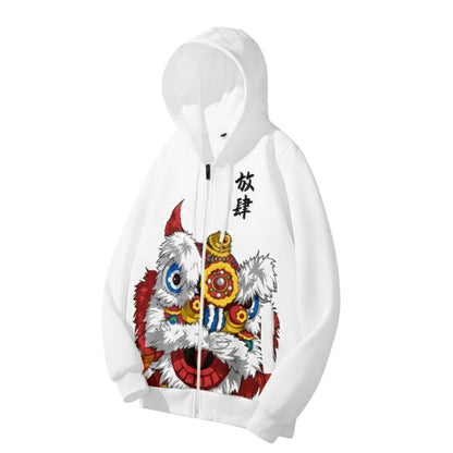 Sweat Japonais Avec Motif Lion Dansant Traditionnel