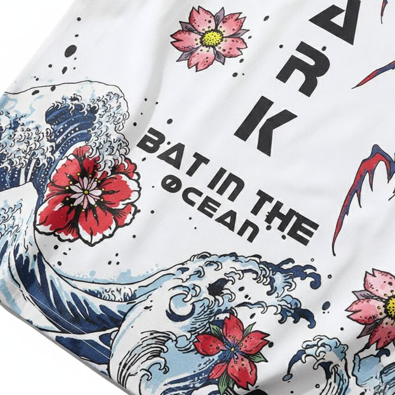 T-Shirt Japonais Avec Illustration Inspirée De L’Océan