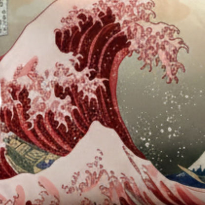 Coussin Japonais Décoratif Avec Illustration Vague