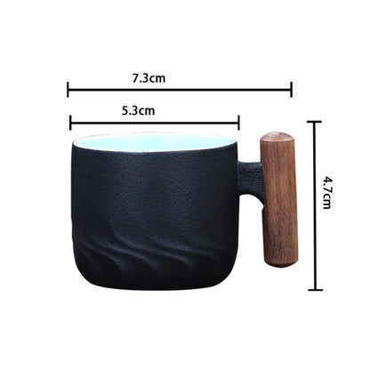 Tasse Japonaise Minimaliste Avec Anse en Bois