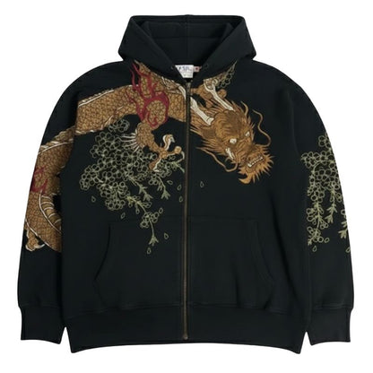 Sweat Japonais Zippé Avec Motif Dragon Traditionnel