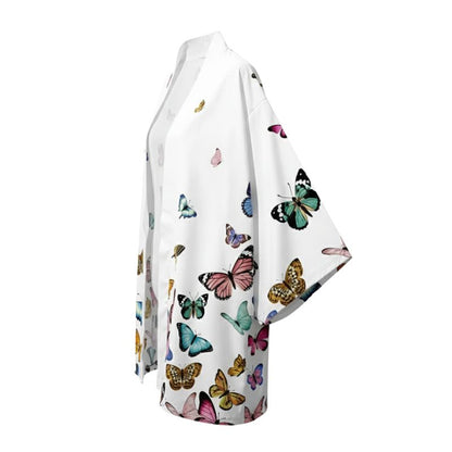 Haori Femme En Motif Papillons Multicolores Élégants