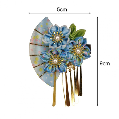 Kanzashi Fleur Japonaise Avec Détails Dorés
