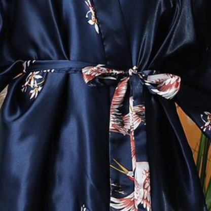 Ensemble Kimono En Satin Avec Motifs Grues
