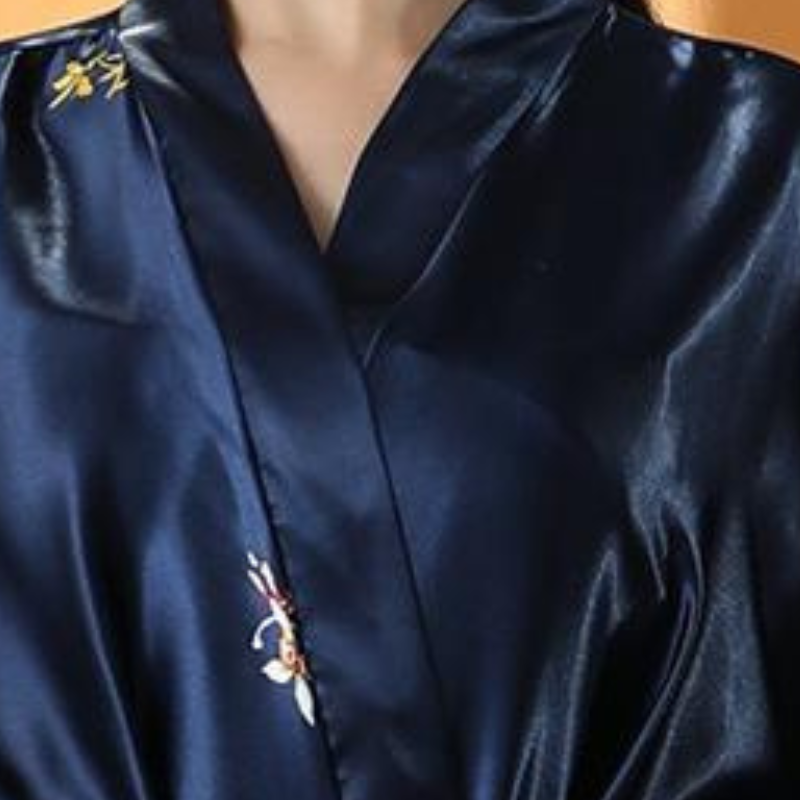 Ensemble Kimono En Satin Avec Motifs Grues