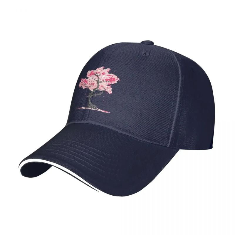 Casquette Japonaise Blanche Avec Motif Cerisier Sakura