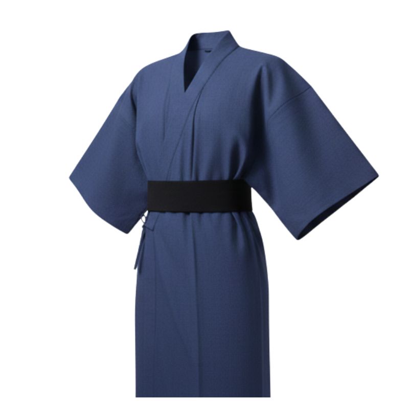 Kimono Japonais Long En Tissu Texturé Avec Ceinture