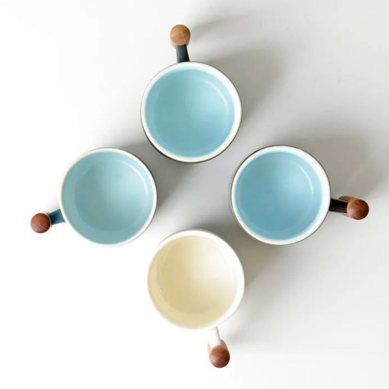 Tasse Japonaise Minimaliste Avec Anse en Bois