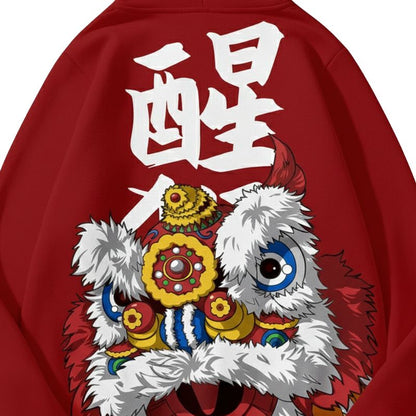 Sweat Japonais Avec Motif Lion Dansant Traditionnel