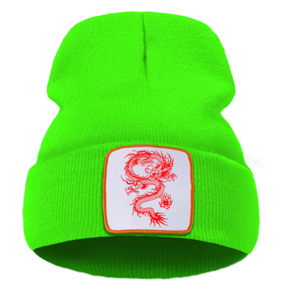 Bonnet Japonais Unisexe Avec Écusson Dragon Rouge