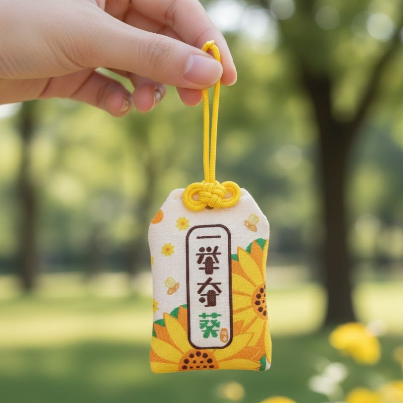 Omamori Japonais À Motif de Tournesols