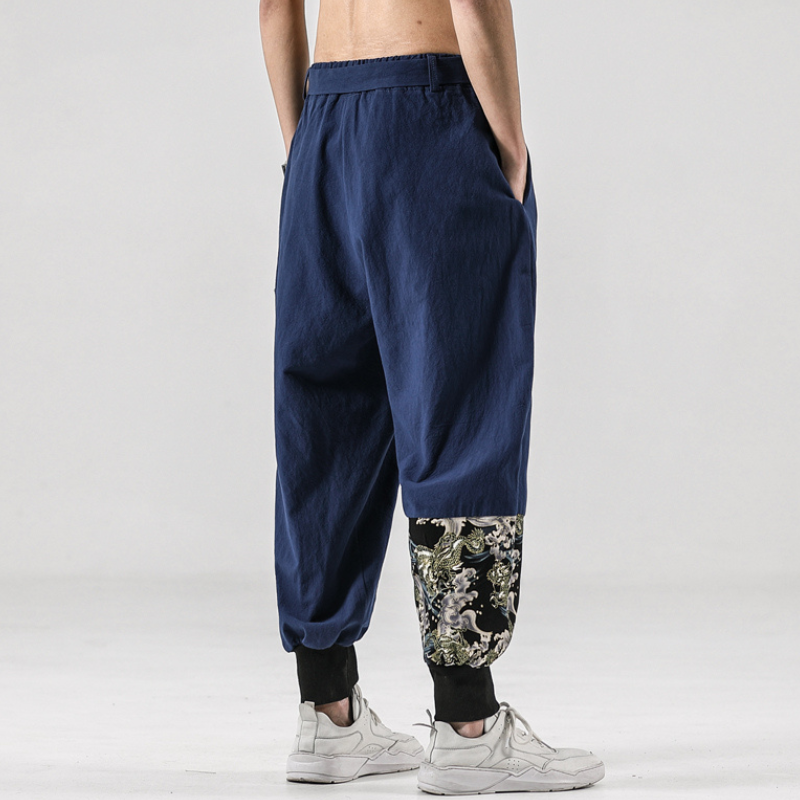 Pantalon Japonais Sarouel Homme Coupe Ample Imprimée