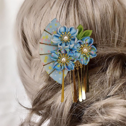 Kanzashi Fleur Japonaise Avec Détails Dorés