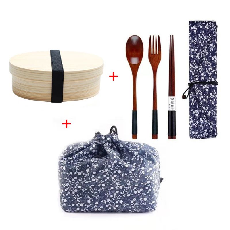 Boîte Bento Japonaise En Bois À Décor Fleuri, Boîte Bento Japonaise 