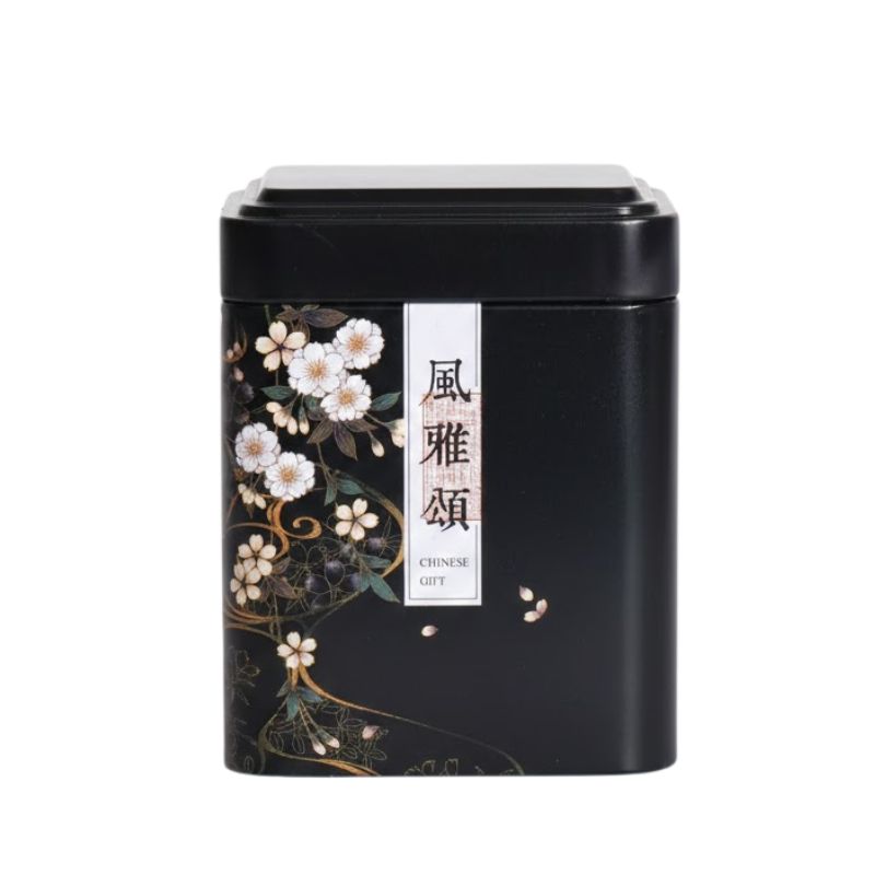 Boîte à Thé Japonaise Noire au Design Floral, boîte à thé japonaise