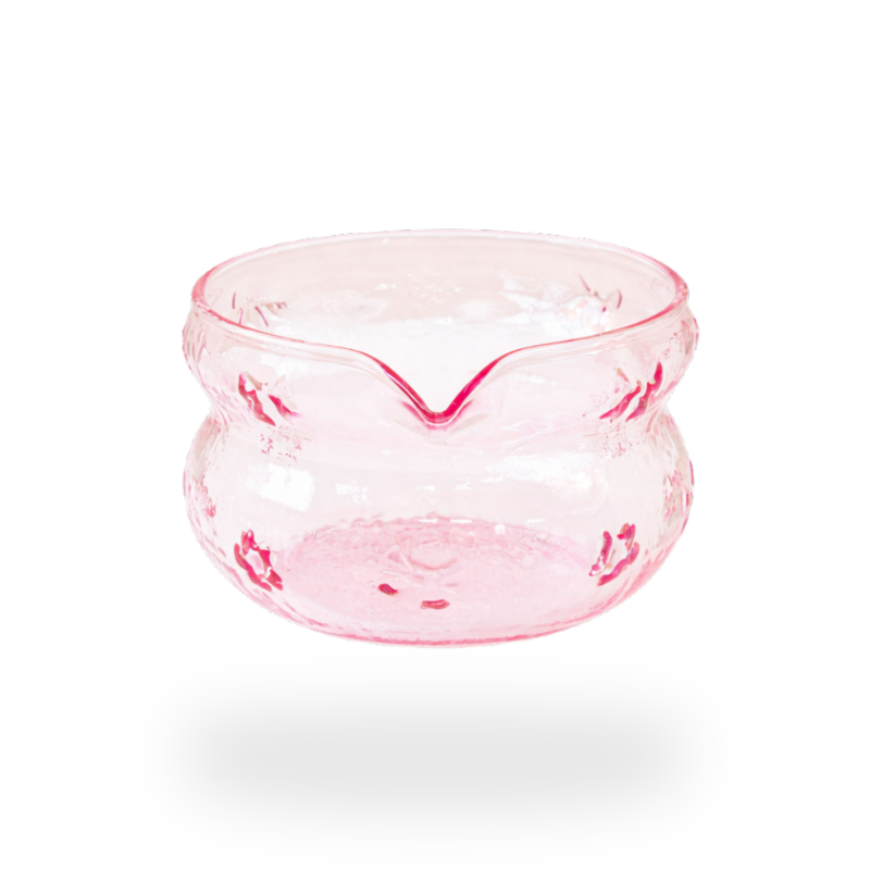 Bol Matcha En Verre Coloré Avec Forme Ergonomique, Bol Matcha En Verre Rose