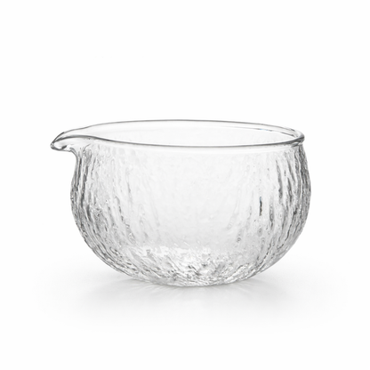 Bol Matcha En Verre Texturé Avec Bec Verseur, Bol Matcha En Verre Transparent
