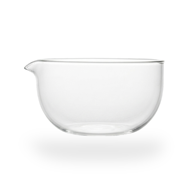 Bol Matcha En Verre Transparent Avec Bec Verseur Et Design Arrondi, Bol Matcha En Verre Transparent