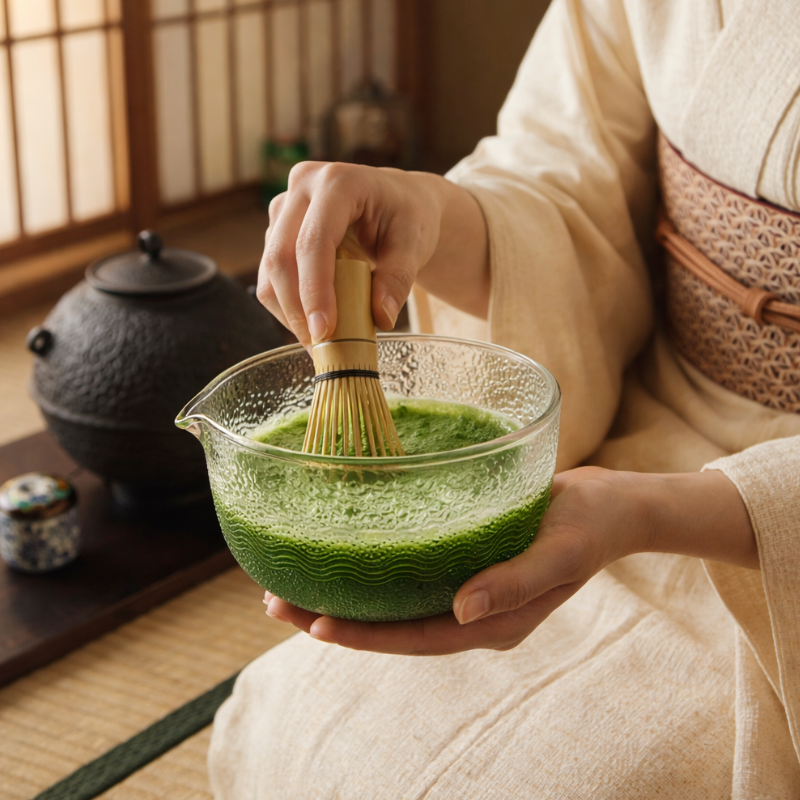 Bol Matcha Avec Texture Granitée Et Bec Intégré, Bol Matcha Avec Texture Granitée 