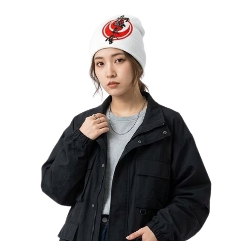 Bonnet Japonais Blanc Avec Cercle Rouge Et Kanji Artistique, bonnet japonais blanc