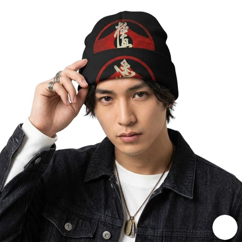 Bonnet Japonais Mode Urbaine Avec Logo Rouge, bonnet japonais