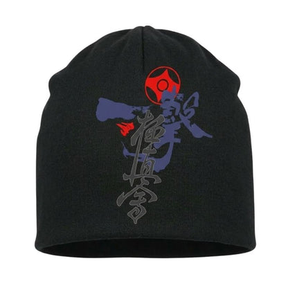 Bonnet Japonais Noir Style Ninja Avec Motif Kanji, bonnet japonais style ninja