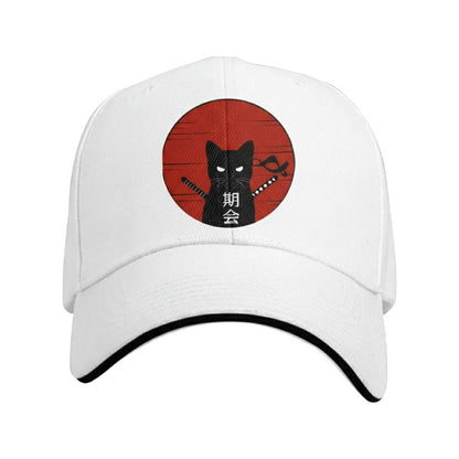Casquette Japonaise Avec Chat Ninja, Casquette Japonaise Blanche