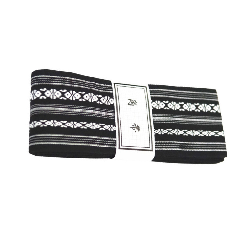 Ceinture Obi En Jacquard Avec Motif Rayé Traditionnel, Ceinture Obi Noir