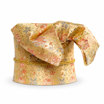 Ceinture Obi Japonaise Or Satiné Motifs Fleurs, Ceinture Obi Japonaise Or 