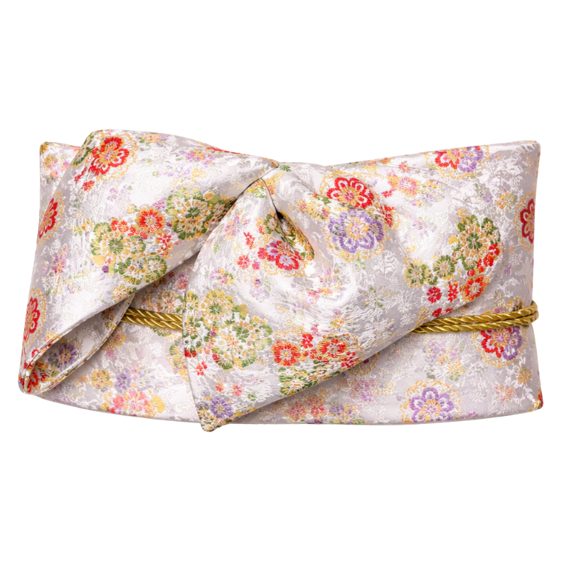 Ceinture Obi Japonaise Élégante En Satin Fleuri, Ceinture Obi Japonaise 