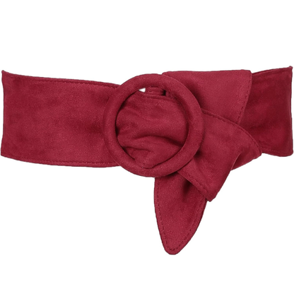 Ceinture Obi Large En Daim À Boucle Ronde, Ceinture Obi Large En Daim Rouge