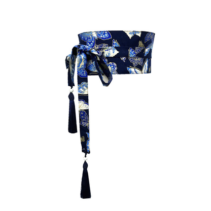 Ceinture Obi À Motif Papillons, Ceinture Obi Bleu