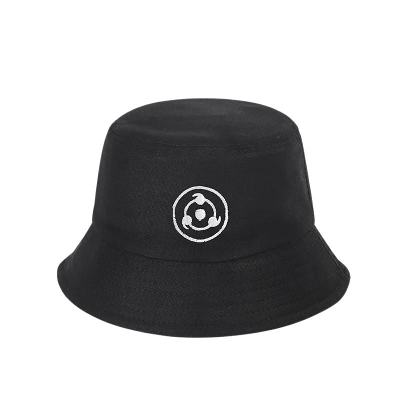 Chapeau Streetwear Noir Avec Logo Brodé Blanc, chapeau streetwear noir