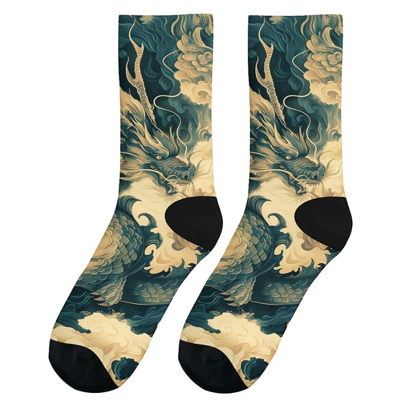 Chaussette Japonaise Style Traditionnel Avec Dragon Légendaire, chaussette japonaise
