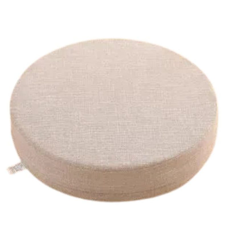 Coussin Japonais Rond En Lin Avec Assise Épaisse, Coussin Japonais Rond Beige