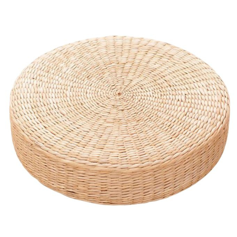 Coussin Japonais Rond Tressé en Paille, Coussin Japonais 