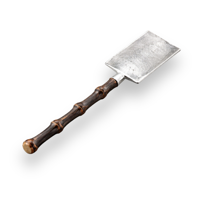 Cuillère Matcha En Acier Martelé Avec Manche Bambou, Cuillère Matcha En Acier 