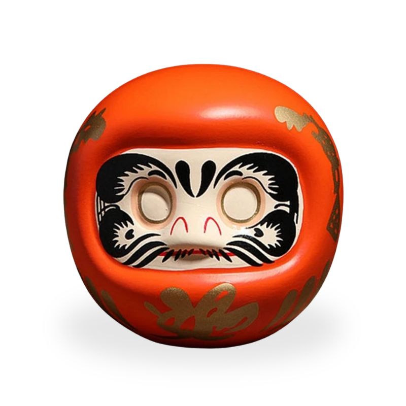 Daruma Tirelire Traditionnelle En Céramique, Daruma Tirelire Orange