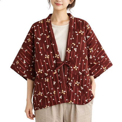Hanten Femme Court Et Léger En Imprimé Floral Japonais