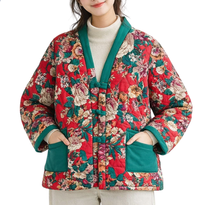 Hanten Femme Rouge Intense En Motif Floral